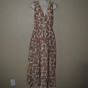 NWT $348 Sz M Xirena Rayven Criss Cross Sleeveless Cream Toffee Maxi Dress
